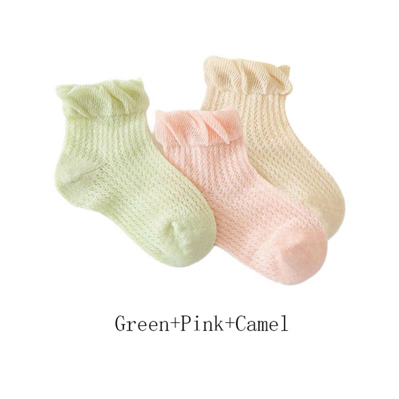 3 Pairs Cotton Girls Socks for Spring Summer Ruffles Mesh Baby Socks Children Baby Little Girl Clothing Cute Accessories