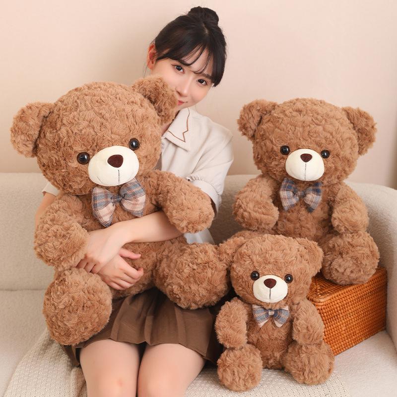 Roztomilý plyšový medvídek s motýlkem, plyšová hračka, medvídek k objímání, uklidňující panenka pro děti, dárek k narozeninám