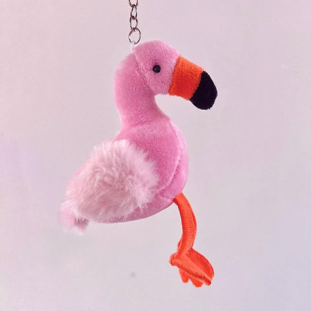 Lively Flamingo Plush Toy Hanging Keychain In Red Yellow And Orange Shades