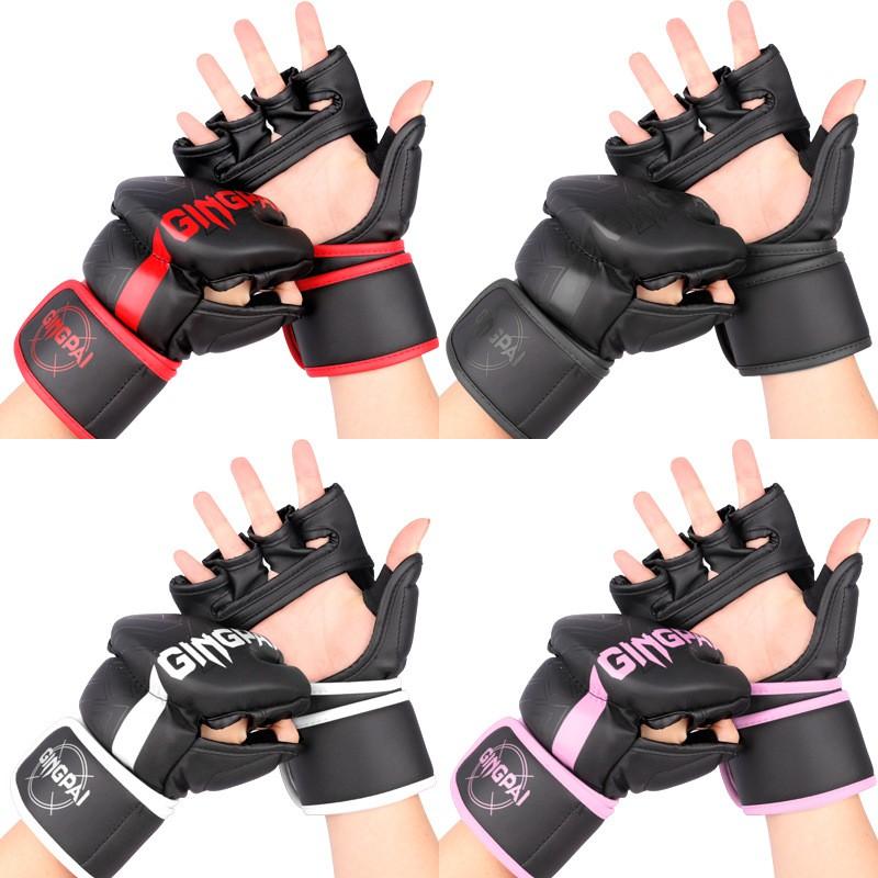 Halbfinger-Boxhandschuhe MMA Training Schlagpolster Sparring Atmungsaktiv PU Erwachsenen Unisex