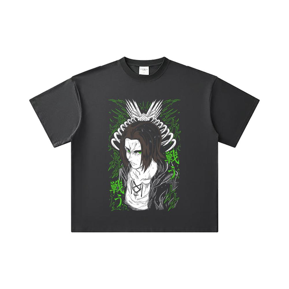 260 GSM Double Yarn 32 Count 100% Cotton Attack On Titan V1 Eren Print Unisex Heavy Cotton T Shirt… More