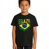 Distressed Brazil Flag Graphic TShirt Brazilian Soccer Lover Children Casual Daily Life Shirt Kids Boy Girl Polyester Short Sleeve