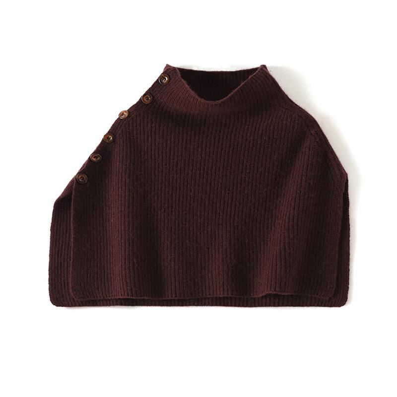 Cross-Stitch Button-Up Shawl for Women - Autumn/Winter Warm Knit Wool Scarf & Pullover Outerwear