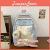 Fashionable Color Blocked Letter Embroidery Star Decoration Student Backpack
