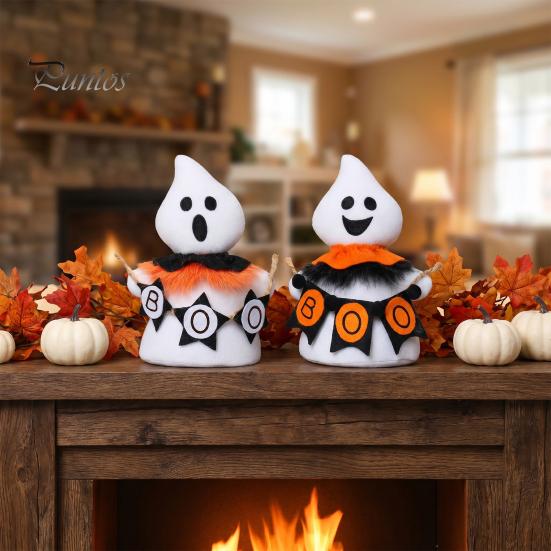 Soft Plush Ghost Dolls for Kids Halloween Faceless Ornament, Cute Cloth Fabric Ghosts Table Cozy Autumn Winter Home Decor Decoration, BOO Banner