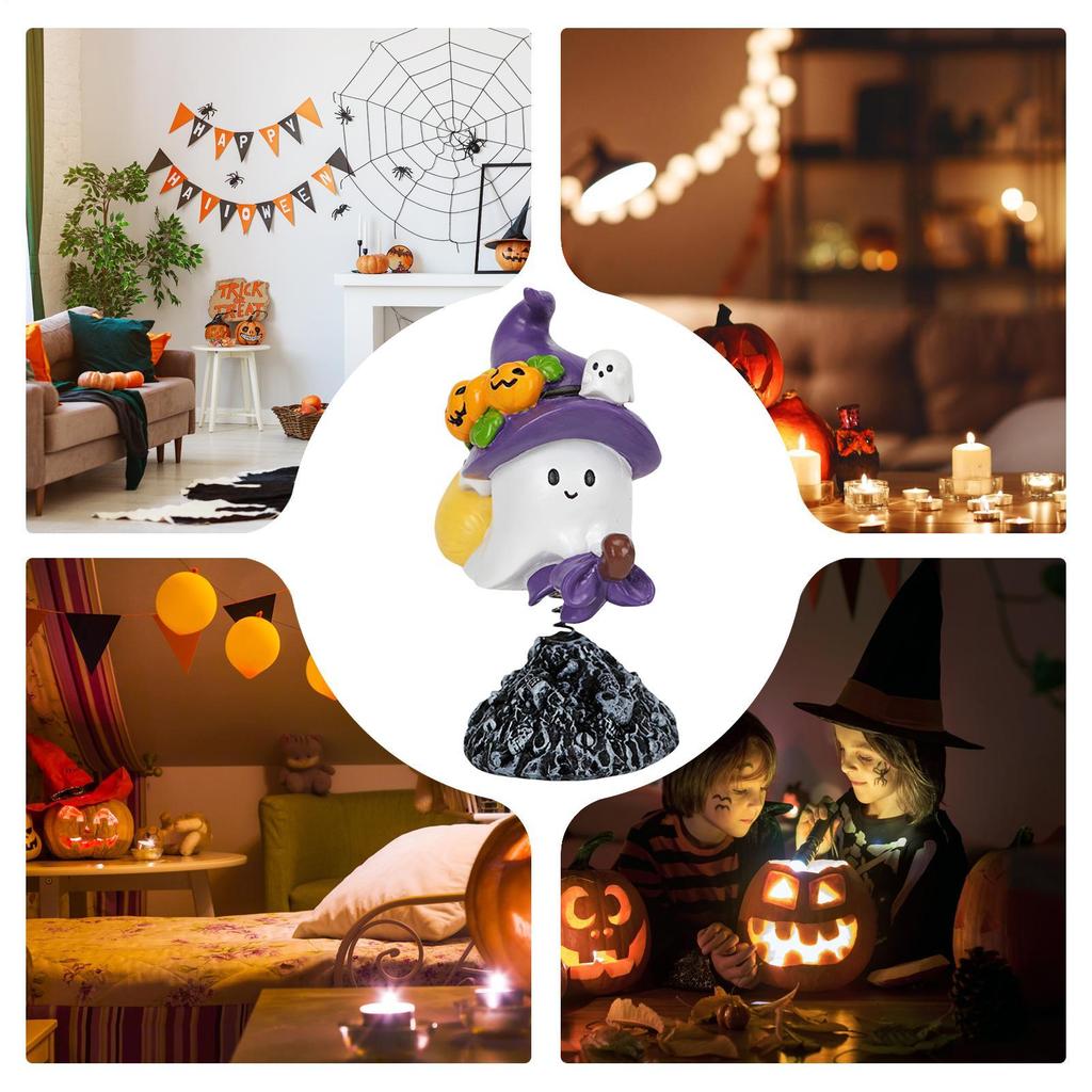 1pcs Funny Ghost Statue Home Sculpture With Spring For Living Room Entryway Bookshelf Themed Party Bedroom Holiday Porch