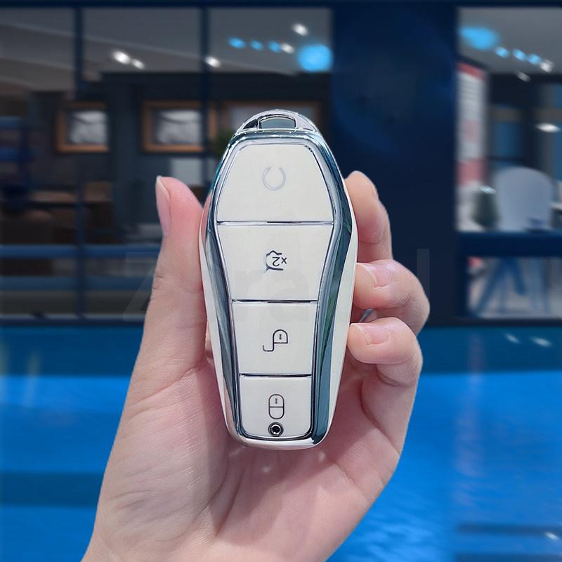 Soft Tpu Remote 4 Buttons Control Protect Cover For Byd Qin Plusdmi Atto 3 Han Ev Dolphin New Car Key Case Durable Accessories