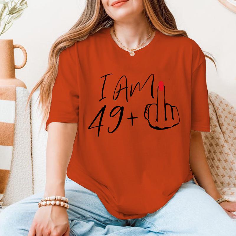 I AM49+ European Size Modal Round Neck Short Sleeve T-Shirt - Casual Loose Fit