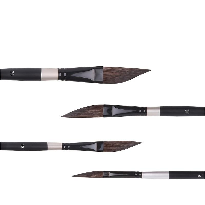 A Set of 4 Watercolor Brushes Designed for Professional Artists, Featuring Chisel Handles And an Ergonomic Ferrule Design