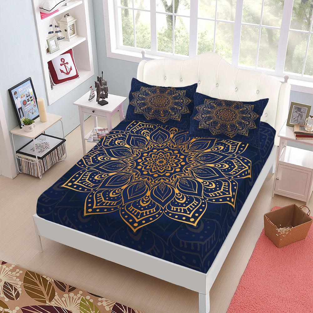 Ethnic Bohemian Fitted Sheet Set King Queen Double Full Size Bed Linen Set 25cm Deep