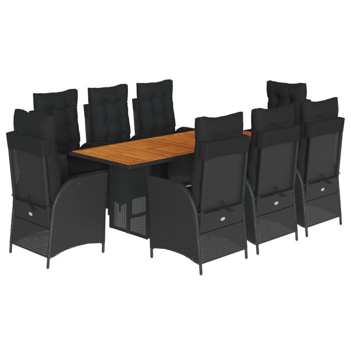 VidaXL 9-Piece Garden Dining Set with Cushions, Table and Chairs with Adjustable Backrest, Outdoor Furniture, 3213141