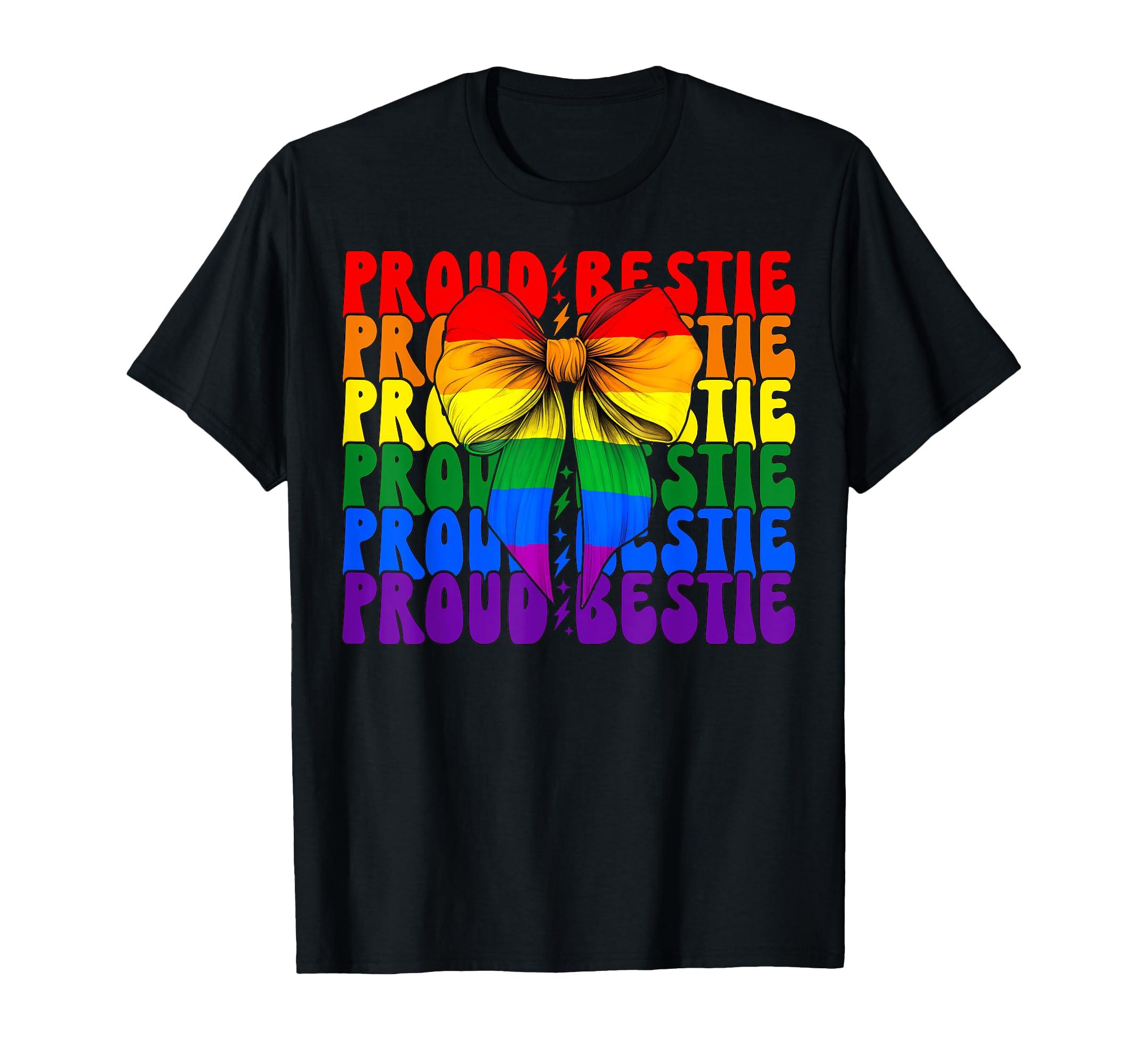 

Proud Bestie Gay Pride Flag Rainbow LGBTQ Best Friend Girl T-Shirt чорний