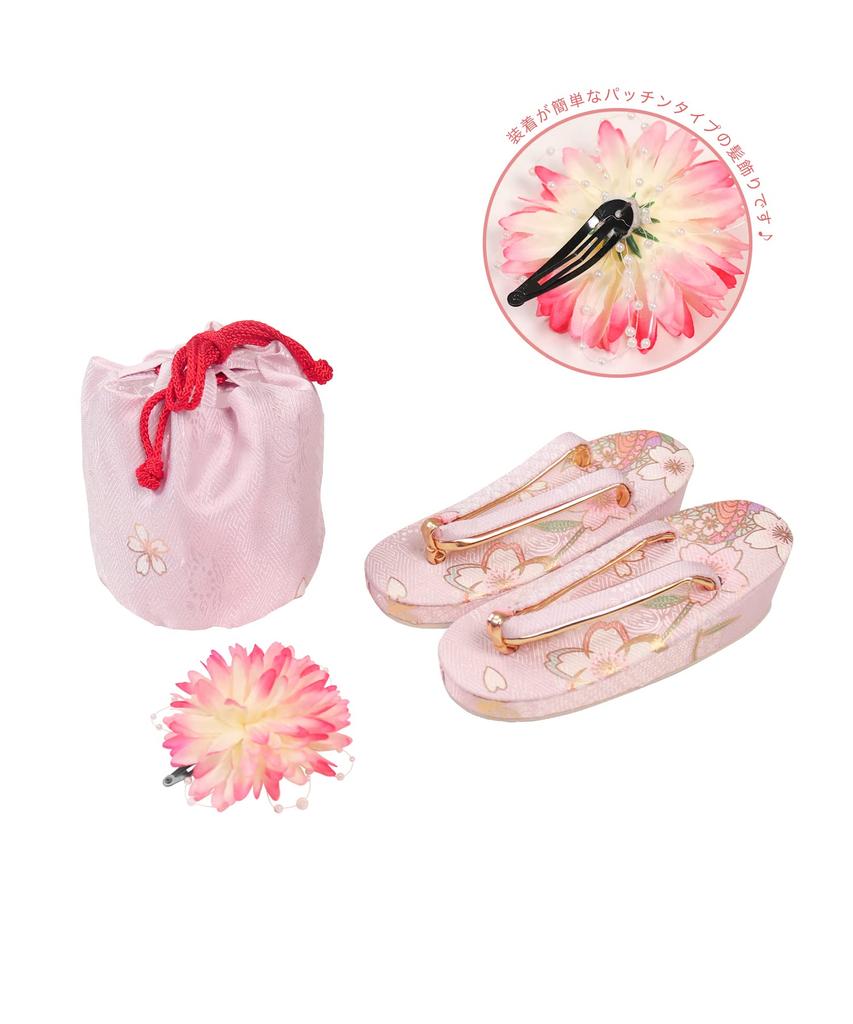 Shichigosan kimono set for dull Pale purple night cherry [KYOETSU] [Kyoetsu] 3-year-old girls, (2. blossoms)