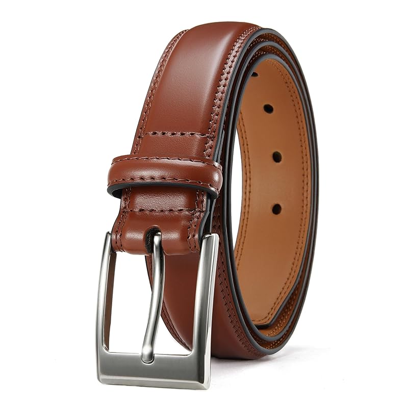 

[CHAOREN] belt men s business suit width 3cm men s belt leather simple Durable multiple sizes businessman work Job hunting uniform (brown, 105cm)