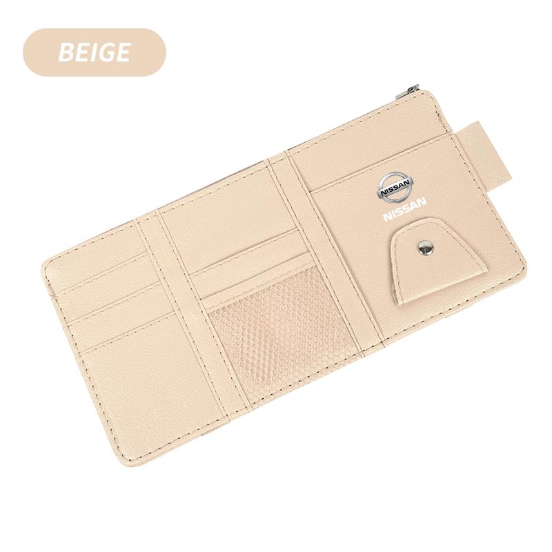 New Car Leather Sun Visor Storage Clip Light Shield Storage Bag For Nissan Qashqai X J10 J11 Trail Tiida Juke Teana Pulsar Versa