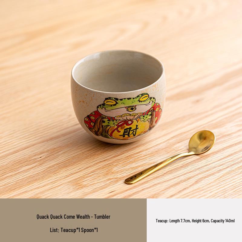 Hand-Painted Chinese Style Large Ceramic Tea Cup - Personal Handmade Tea Tasting Bowl 140ml