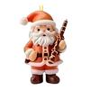 Santa Claus Christmas Ornament Cute Santa Plays Guitar/Sax/Trumpet Musical Instrument Acrylic Ornament for Christmas Tree Home Party Decor
