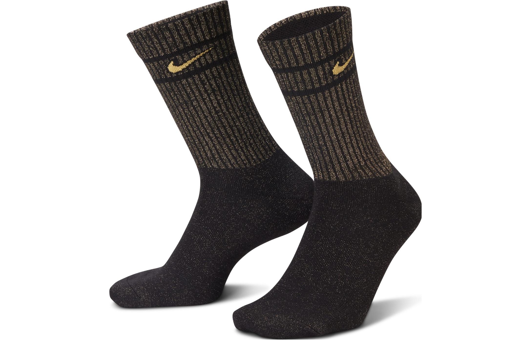 

Nike ESSENTIAL Embroidered Logo Mid-Calf Socks 2-Pack Black FV4750-010 S