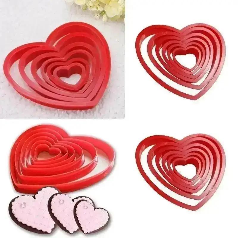 6 ks Srdce Sušenka Biscuit Fondant Ručně vyráběné Formičky Vykrajovátko na Dort Dekorační Nástroje Forma Cukrářské Sady Plastové Vykrajovátka na Sušenky Formičky