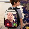 Funny John Plaid Shirt Pig Pork Printed School Bag Primary School Student 17-Inch Large Capacity One