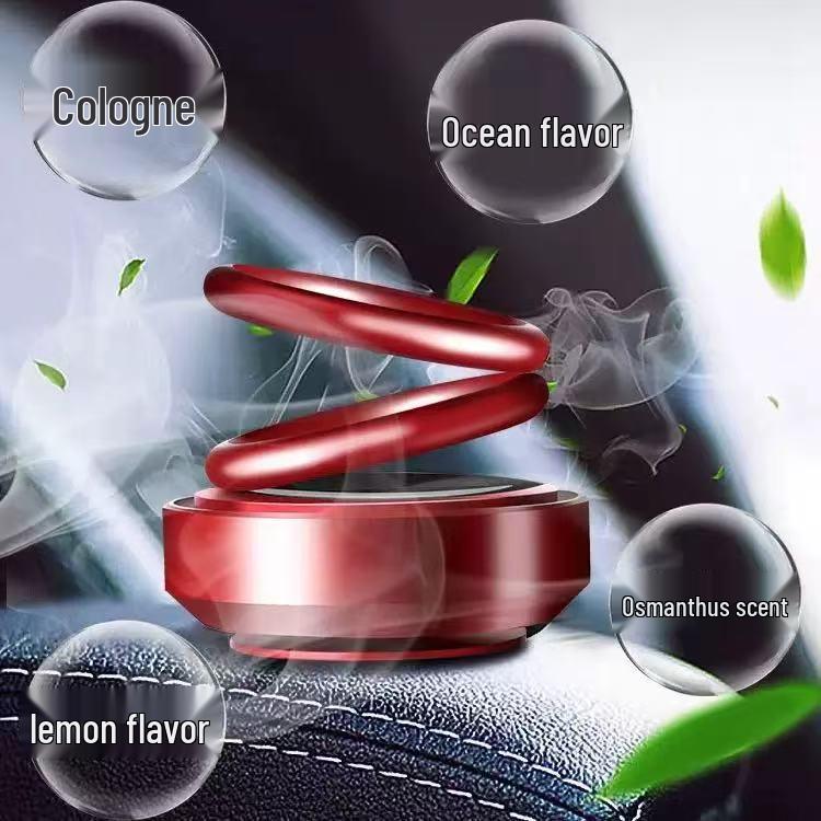 Solar-Powered Rotating Double Ring Aluminum Car Air Freshener and Interior Ornament