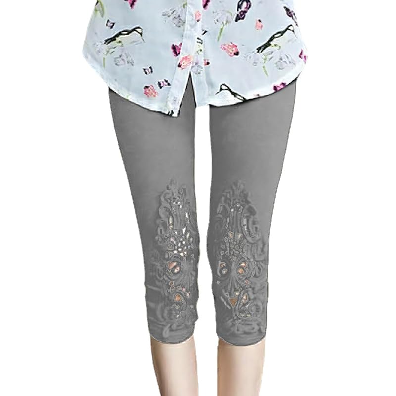

[Banane D or] leggings race big size ladies 6/4 length (2XL, gray)