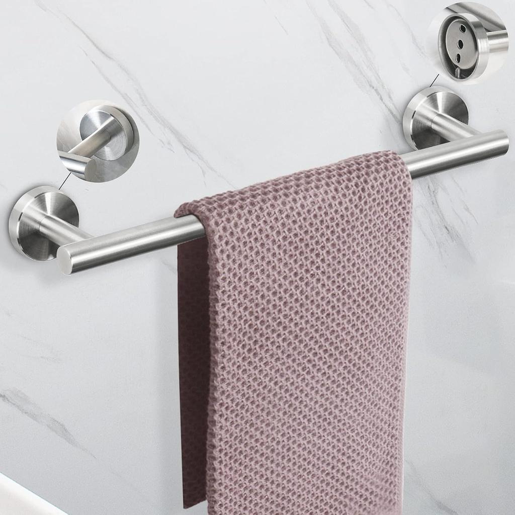 NearMoon 5 Pcs Bathroom Hardware Set SUS 304 Thicken Stainless Steel-Towel Bar Set Include 16" Towel Rod+Toilet Paper Holder+3 Multifunctional Hooks