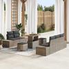 vidaXL 8-Piece Garden Sofa Set with Cushions Grey Poly Rattan Acacia, 2-Seater Garden Sofa vidaXL 3364683