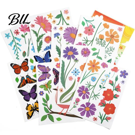 Stain-proof Window Cling 8 Sheets Spring Clings Butterfly Flower Hummingbird Decals to Prevent High-quality PVC Decal Bird Strikes Reusable