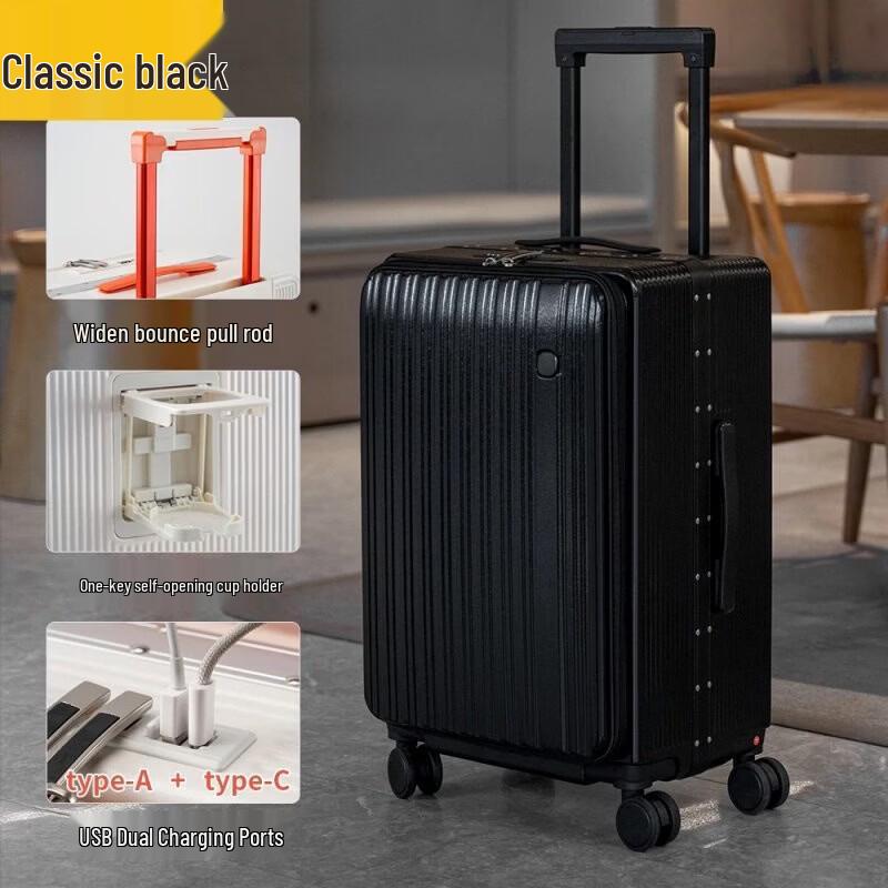 ZhiNaShi Multi-functional PC Aluminum Frame Suitcase 20 inches