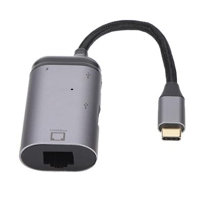 Multi Functional 3in1 Type C Adapter Type C Male To RJ45 PD USB A Female Adapter