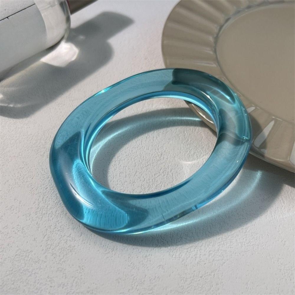 Geometry Transparent Bangle Shining Chunky Bracelets Temperament Women Hand Ring  Daily