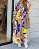 Fashion Long Sleeve Print Women Loose Fit Casual Maxi Dress