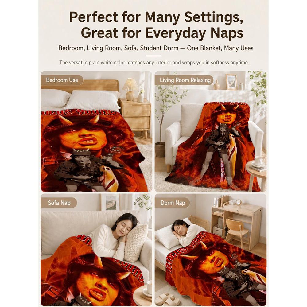 Angus Young Rock Guitar Blanket Camping Trip Soft And Comfortable Office Rest Blanket Bedroom Outdoor Plush Blanket