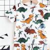 Completo 2 Pezzi Carino Multicolore con Stampa Dinosauri per Bambini Maschi, Abbigliamento Estivo Bianco a Cartoni Animati per Bambini, Perfetto per Giocare e All'Aperto