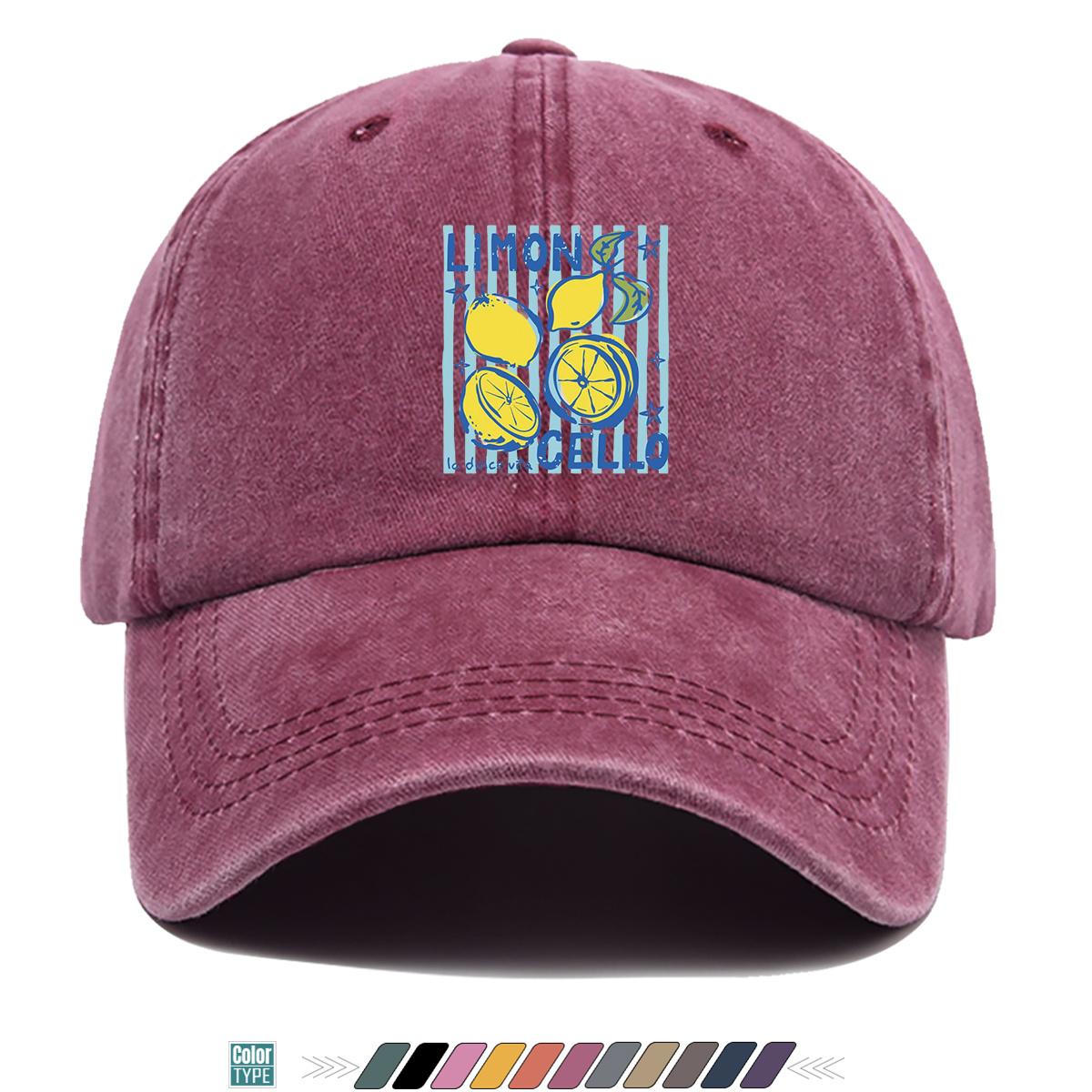 pc LemonThemed LIMONCELLO Printed Baseball Cap Fresh BlueYellow Contrast Design Comfortable Breathable Duckbill Hat Fash 1pc