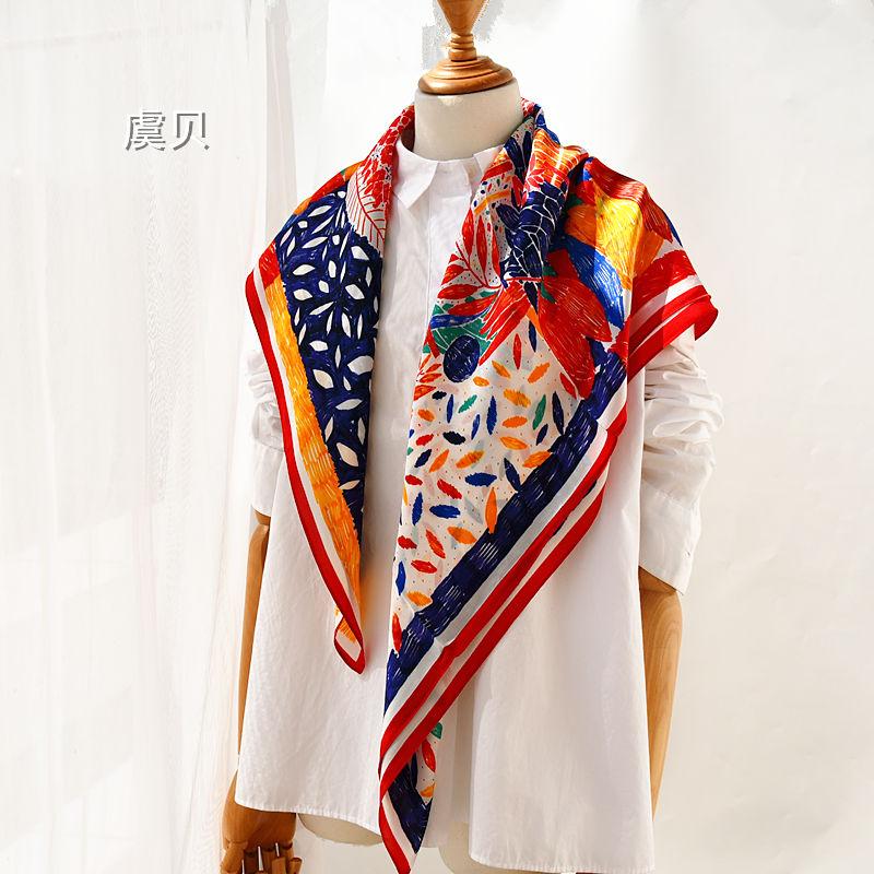 Lenço de seda natural de luxo pintura colorida para mulheres 100% seda real bandana lisa hijab lenços quadrados echarpe xale presente