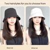 Black Fisherman's Hat Wig Hair Extensions Hat Wigs Synthetic Long Straight Clavicle Hair Warm Autumn Winter Cap Wig