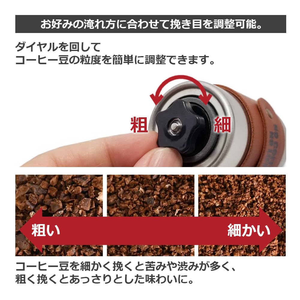 NCNL (NO CAMP NO LIFE) Manual Coffee Grinder with Stainless Steel and Ceramic Blades, Adjustable Grinding, Washable, Perfect for Solo Camping,