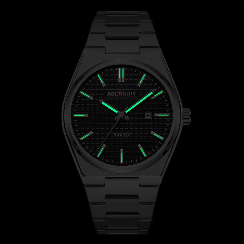 AOCASDIY Luxury Mens Watch 30M Waterproof Stainless Steel Quartz Date Clock Casual Business Wristwatch Style New Watch for Men