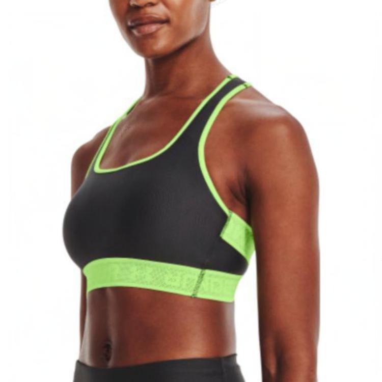Under Armour Crossback Edge Bright Detail Medium Support Sports Bra Women Underwear Black 1371372-010