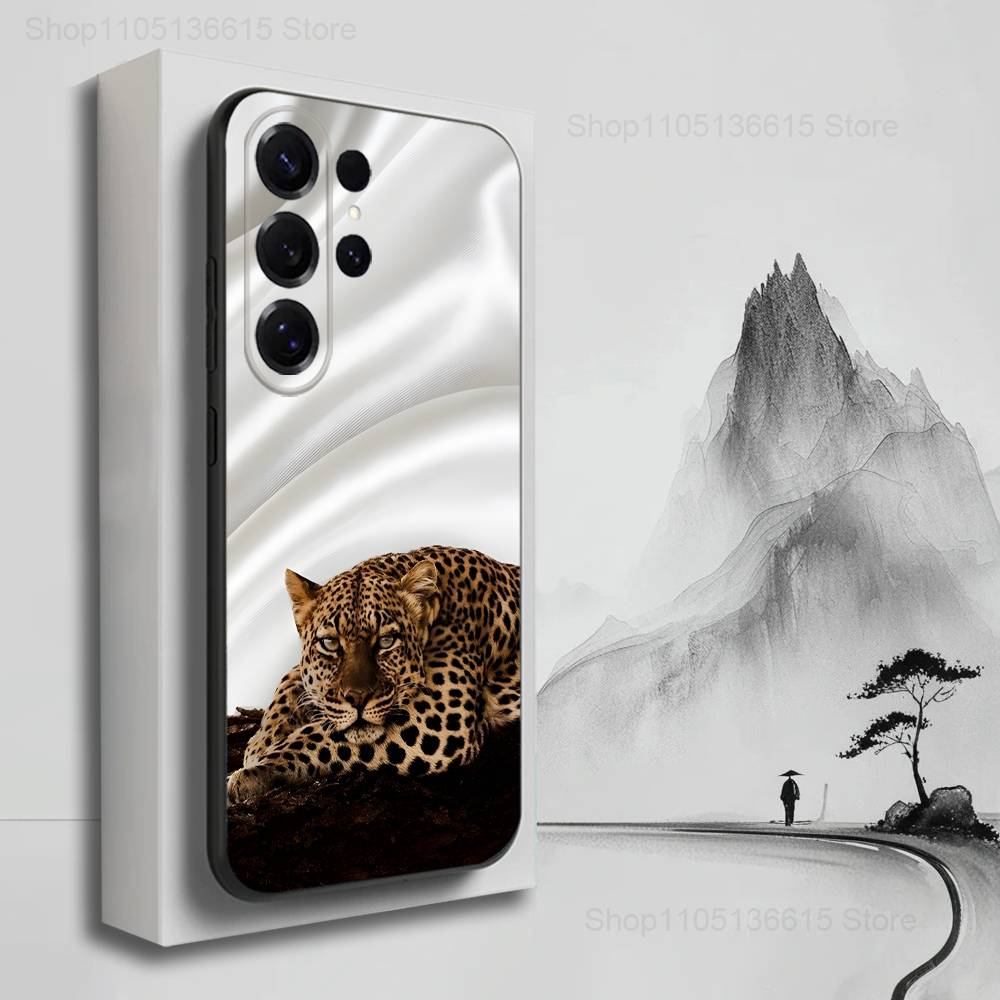 Luxury Leopard Fashion Print Case For Samsung S22,S21,S9,S25,S24,S23,Ultra,FE,S20,S10,Plus,Lite,Soft Silicone Black