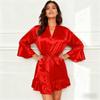 New ice silk bathrobe sexy imitation silk loungewear can be worn outside underwear nightgown women's summer