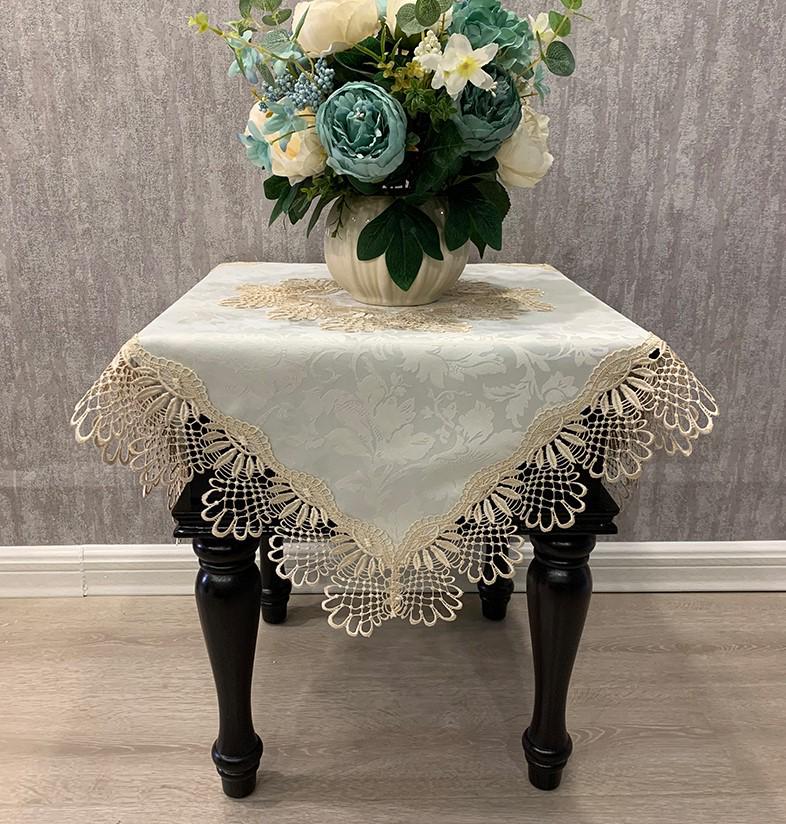 Lace Bedside Tablecloth & Dust Cover – American & Chinese Style for Coffee Tables, Corners, Washers, and Refrigerators.