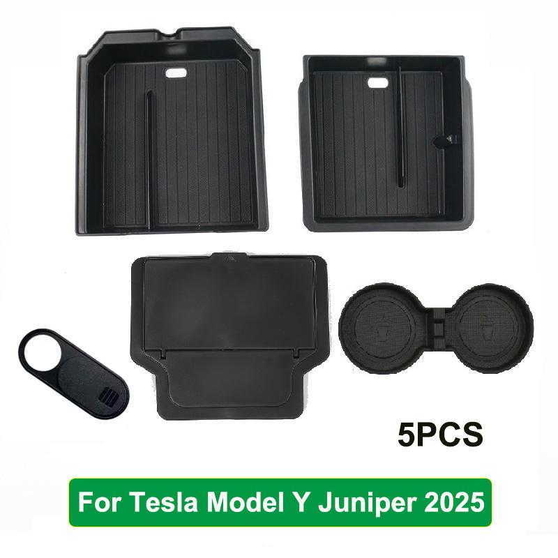 For Tesla New Model Y Juniper 2025 Launch Model 3 Highland Console Storage Box Non-slip Mat Armrest Hidden Organizer Watercup