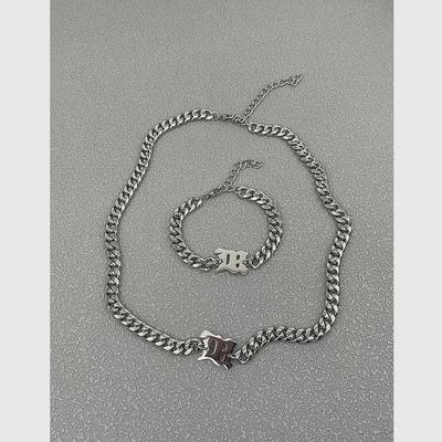 Gagge Trendy Titanium Steel Hip-Hop Clavicle Chain & Thick Bracelet for Men & Women