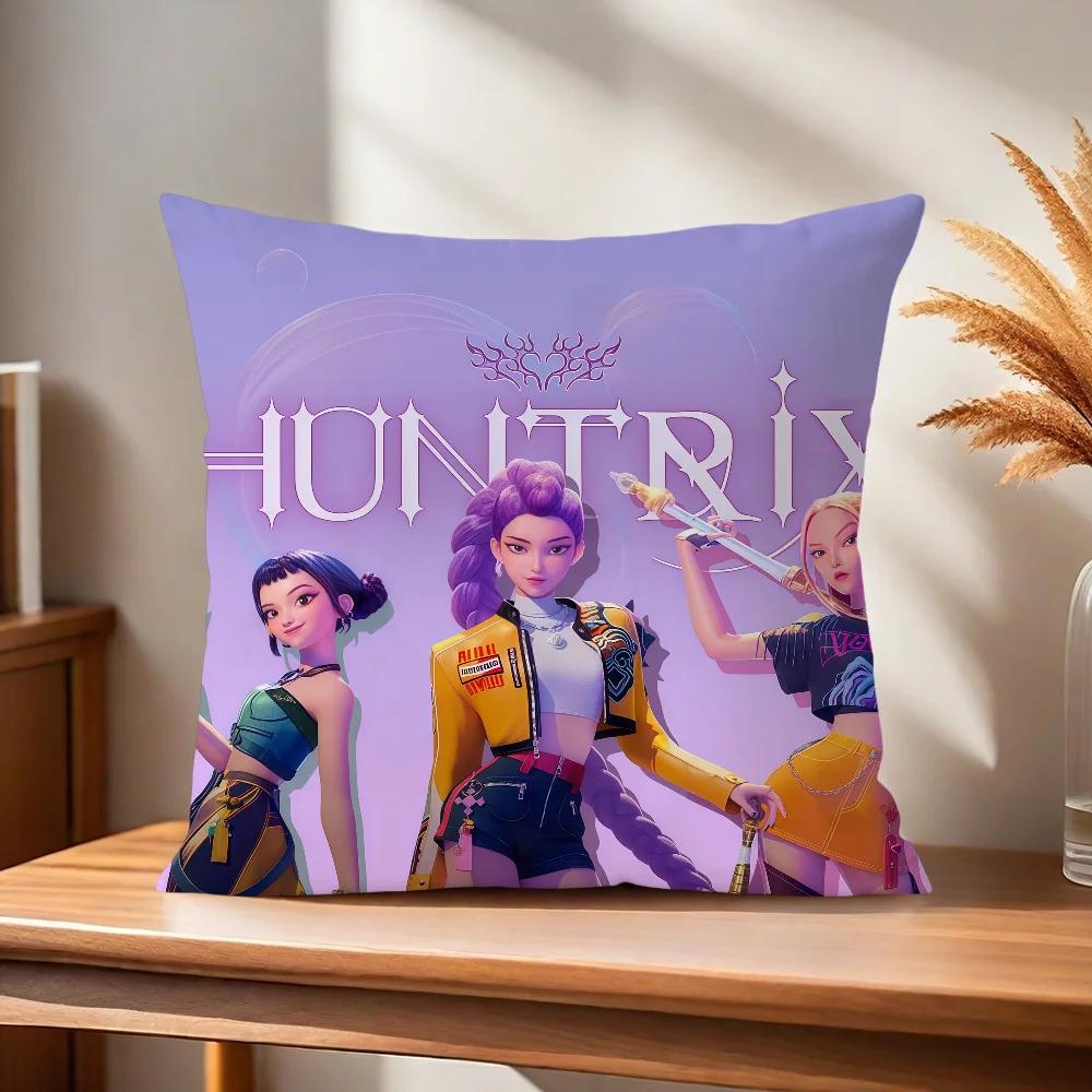 Sale Cushion Demon KPop Hunters Sofa Pillow Cover Home Decor for Living Room Office Car Aesthetic Coffee Shop Decor Gift