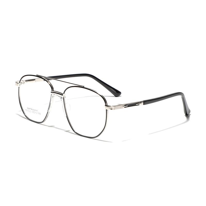 Glasses Double Beam Square Flat Glasses Metal Glasses Saddle Nose Pad Large Frame Glasses Women'S Glasses