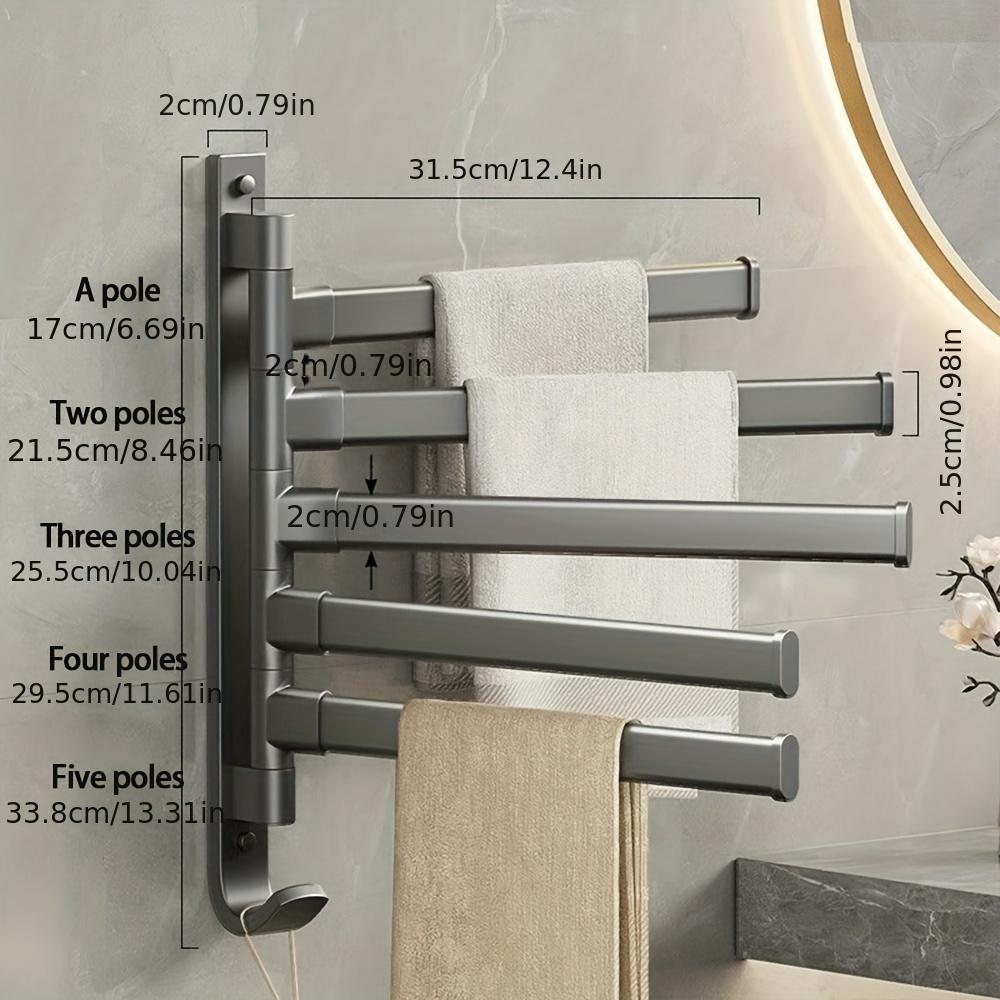 1 buc Suport rotativ pentru prosoape din aluminiu, Suport pentru prosoape montat pe perete în colț, economisitor de spațiu, Bară metalică rotativă lină, Diverse stiluri disponibile pentru decorarea băii