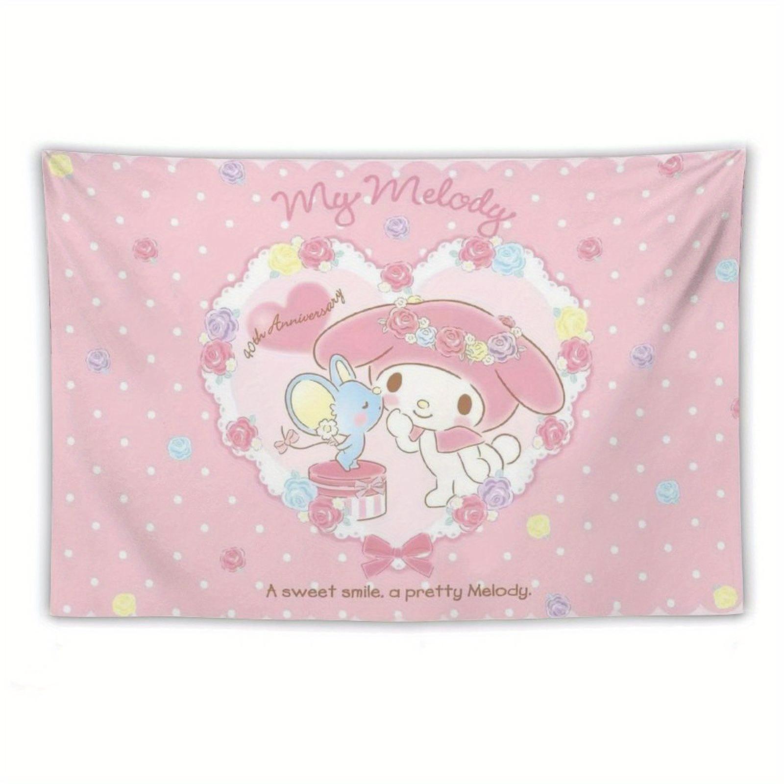 

1 шт. Милая Гобелен с принтом My Melody к годовщине 2D Полиэстер Настенный подвесной Розовый Sanrio Эстетичный Декор Гобелен Подарок для Sanrio 74x94cm(29x37in)